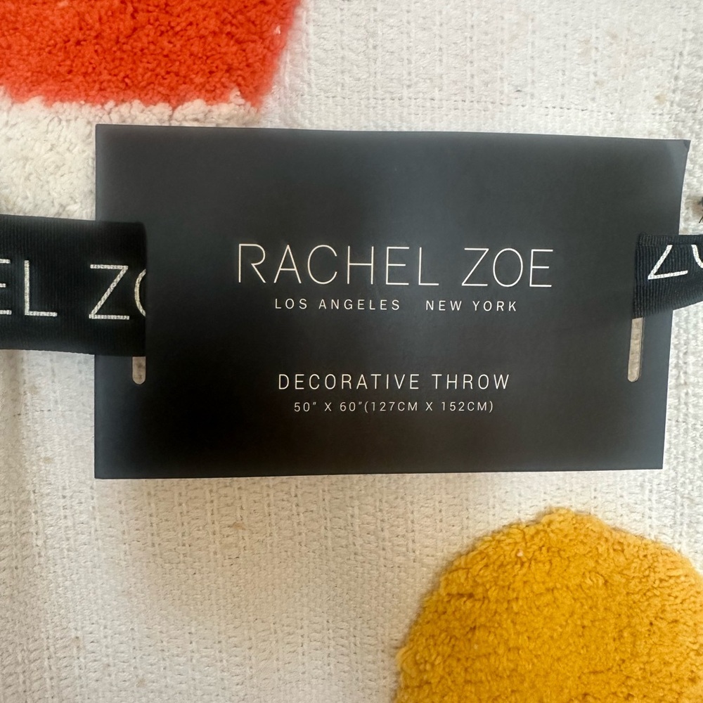 Rachel Zoe Throw Blanket 50 x 60 Off White W/ Tri Color Candy Corn Brand New - Picture 2 of 5